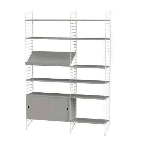 キャビネット＋フロアパネル W140×D30×H200cm MDF (String Bundles Living)【代引不可商品】【P5倍】4／11 1:59迄 【ポイント5倍】 103,879円