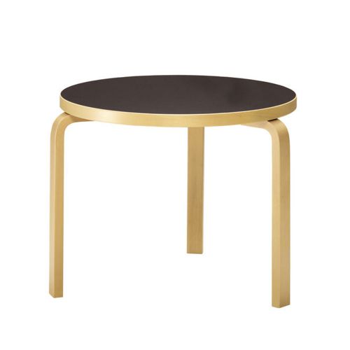 ローテーブル90B ブラックリノリウム φ75×H52cm (Artek アルテック) デスク ダイニングテーブル カフェ オフィスデスク 北欧 おしゃれ シンプル ナチュラル 木製 フィンランド 【送料無料】【代引不可商品】|SEMPRE (インテリア家具・雑貨)