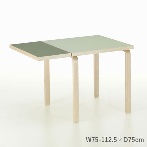 ドロップリーフテーブル DL81C アアルトテーブル ピスタチオ×オリーブリノリウム W79 112.5×D75×H72cm (Artek アルテック) 【送料無料】【代引不可商品】|SEMPRE (インテリア家具・雑貨)