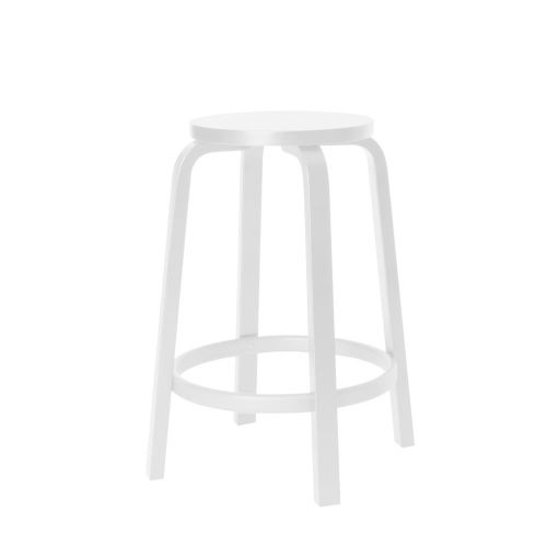ハイスツール64 ホワイトラッカー H65cm (artek アルテック Carry Away) 椅子 丸いす 木製 丸型 北欧 チェア 丸椅子 腰掛け ウッドスツール おしゃれ シンプル 軽い 【送料無料】【代引不可商品】
