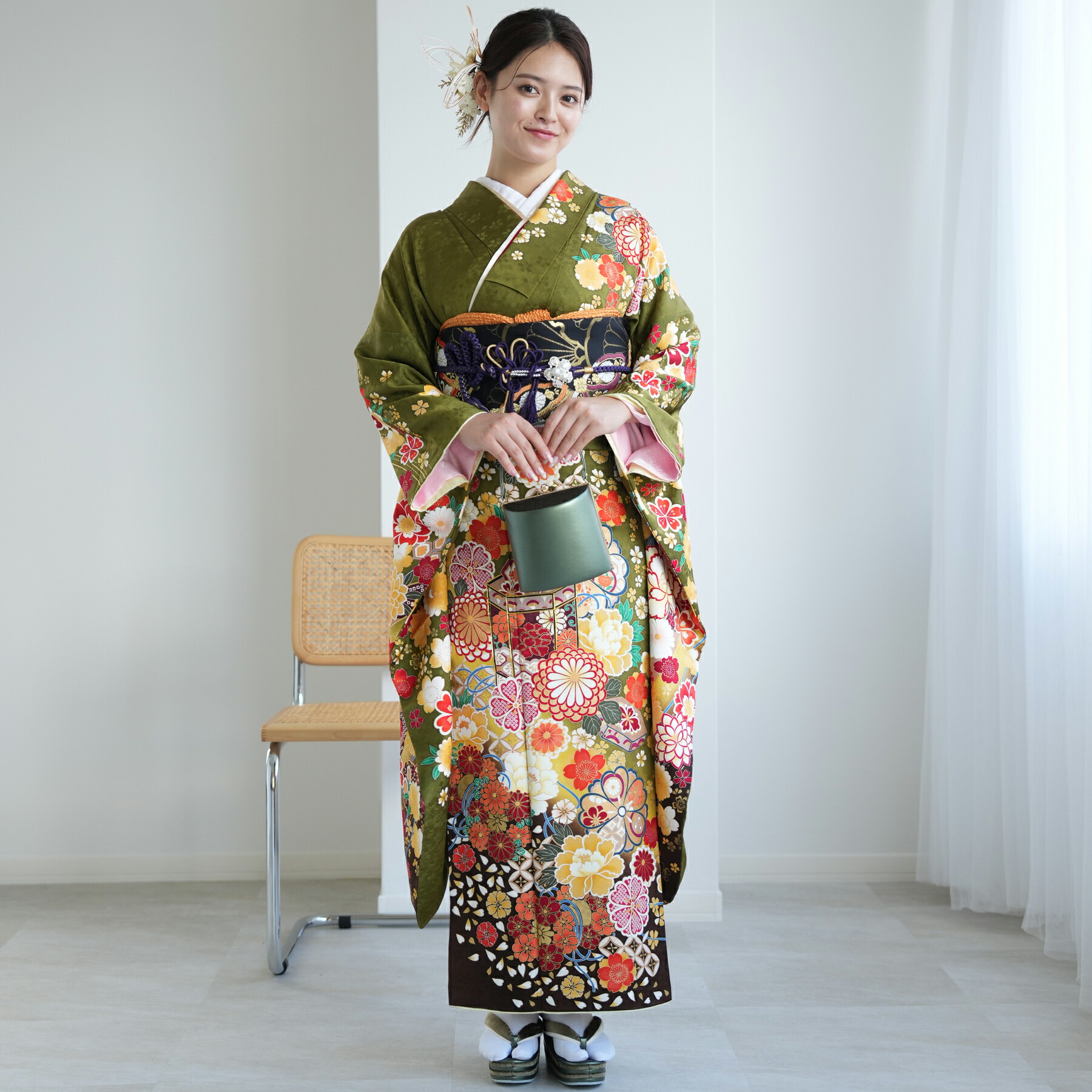 いろは様　369.和菓子みたいに可愛い　振袖7点セット　正絹　フルセット　成人式 いろは様 369.和菓子みたいに可愛い 振袖7点セット 正絹 フル