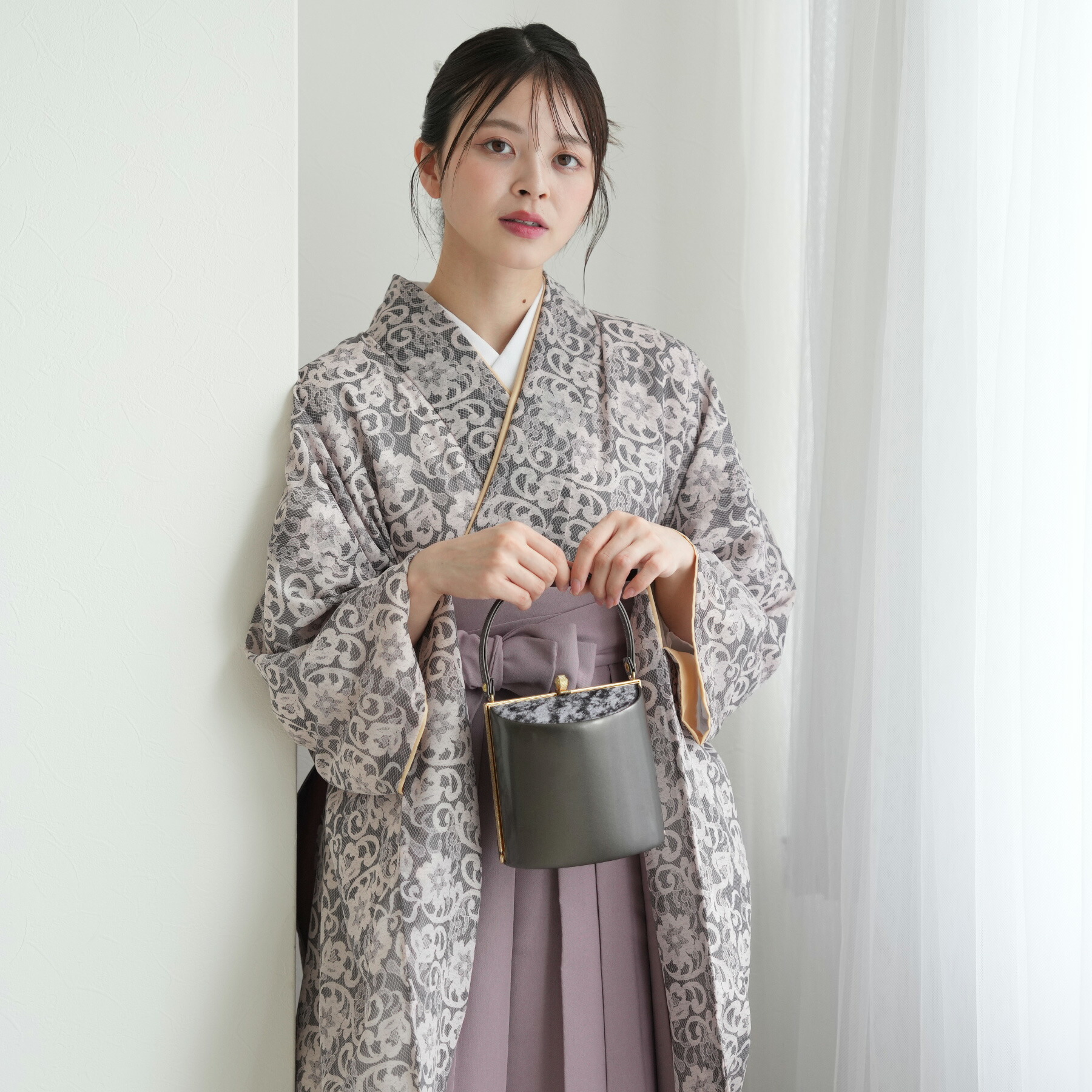 袴 レンタル 卒業式 袴 2尺袖着物 袴 17点セット JILL STUART ジル・スチュアート ジルスチュアート レトロ 袴セット 卒業式 花 白地に甘い花束 レンタル 往復送料無料 2尺袖着物 袴 17点セット