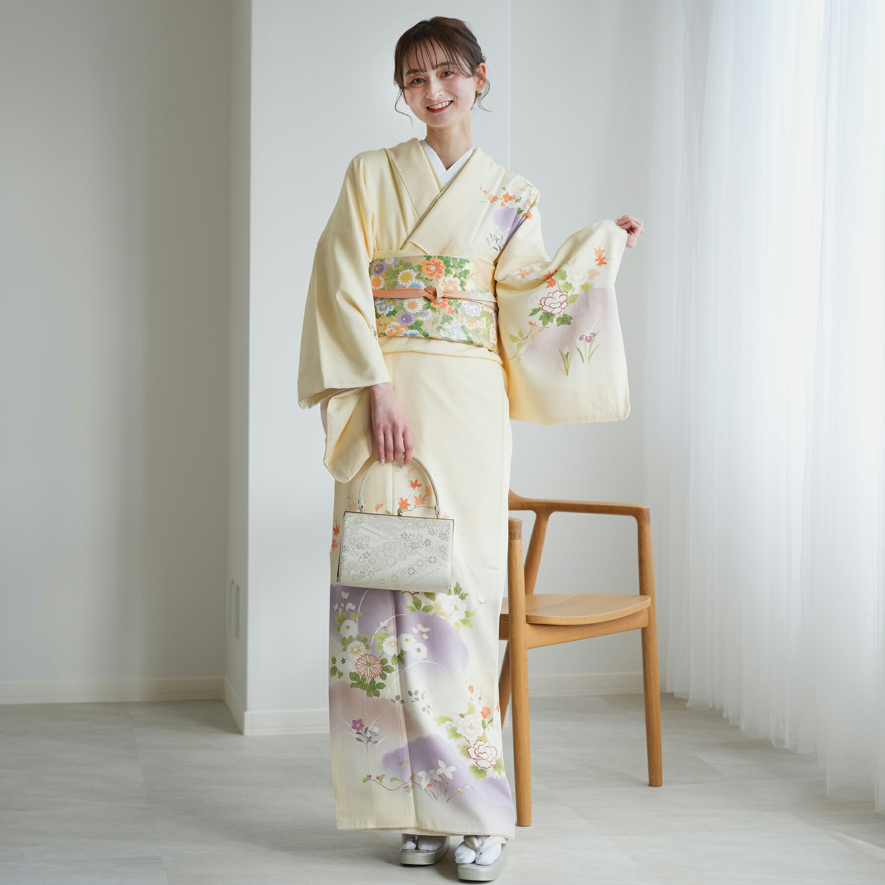【レンタル】【訪問着 20点フルセット 正絹 絵羽 砥粉色に花かすれ】牡丹 菊 桔梗 紅葉 結婚式 参列 ゲスト 卒業式 お茶会 食事会 訪問着 入学式 フォーマル お宮参り 七五三 観劇 園遊会 祝賀会 女性 着物 母親 着物＆袋帯 往復送料無料｜ニコアンティーク