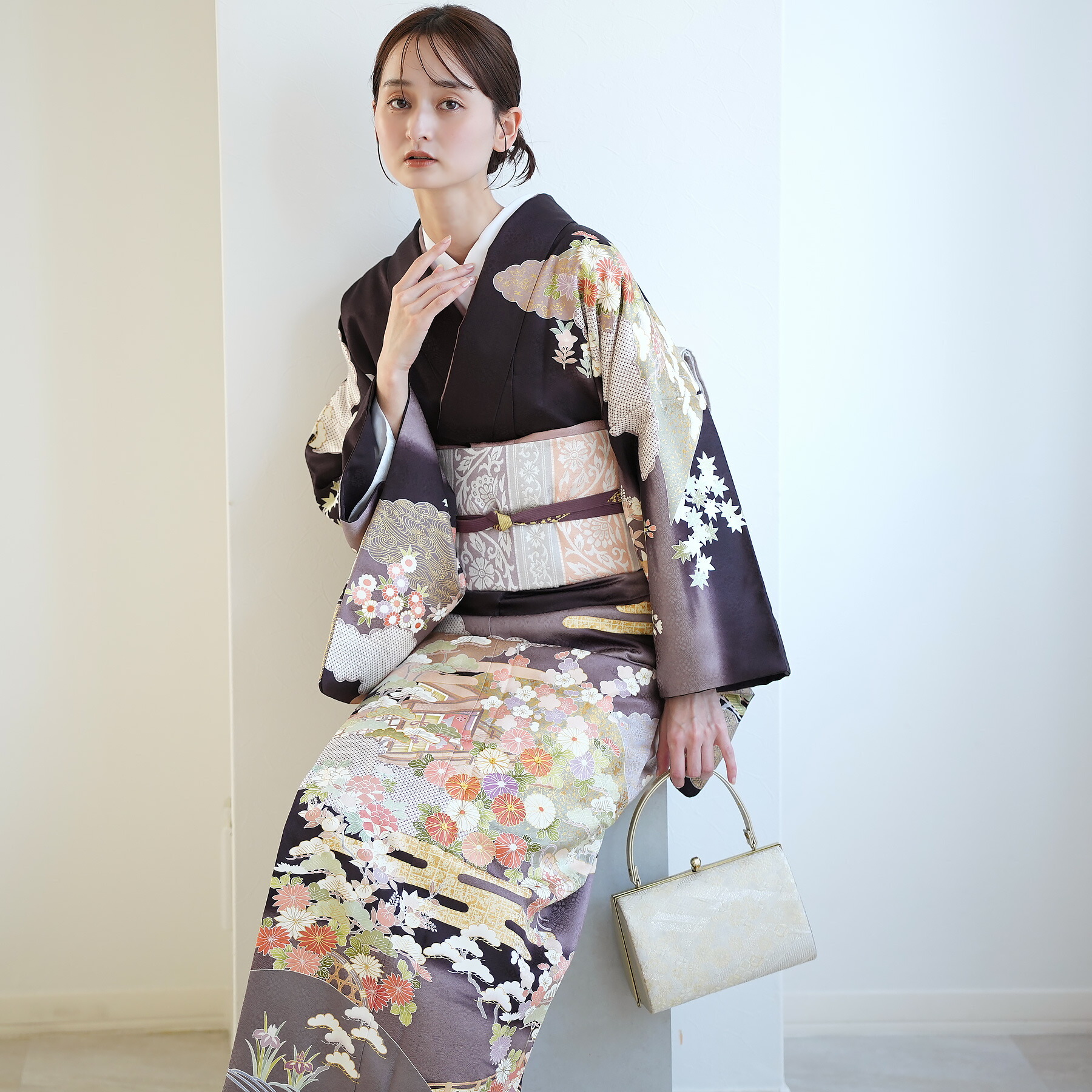 楽天市場】【レンタル 訪問着20点フルセット 深紫に鏡華模様】結婚式