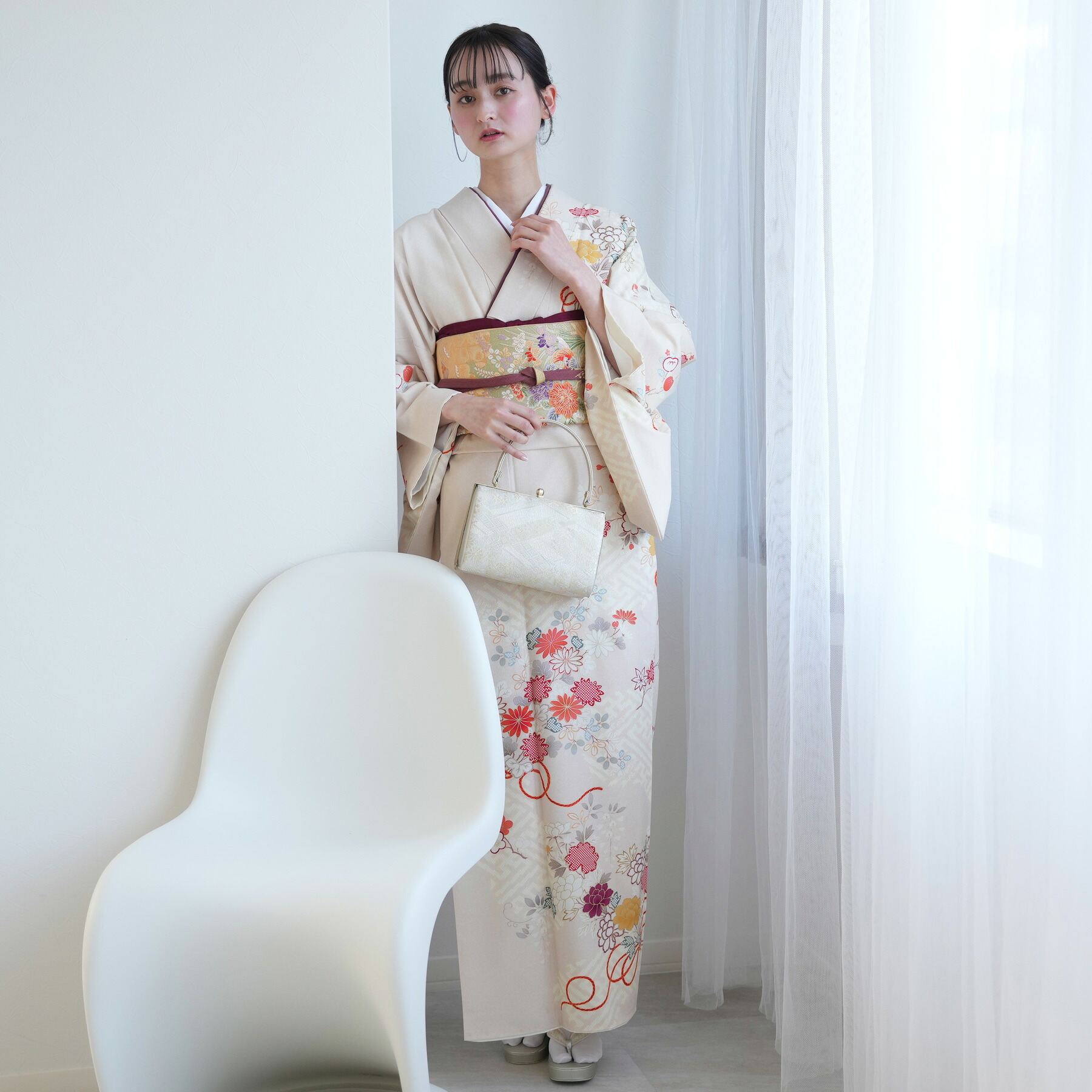 【レンタル】【往復送料無料】 訪問着 結婚式 卒業式 お茶会 食事会 入学式 お仕立て上がり お出かけ着 フォーマル お宮参り 七五三 観劇 園遊会 祝賀会 女性 着物 母親 お母さん 袋帯 フルセット 安い レトロ 大正浪漫 古典 ベージュ 菊 牡丹 梅