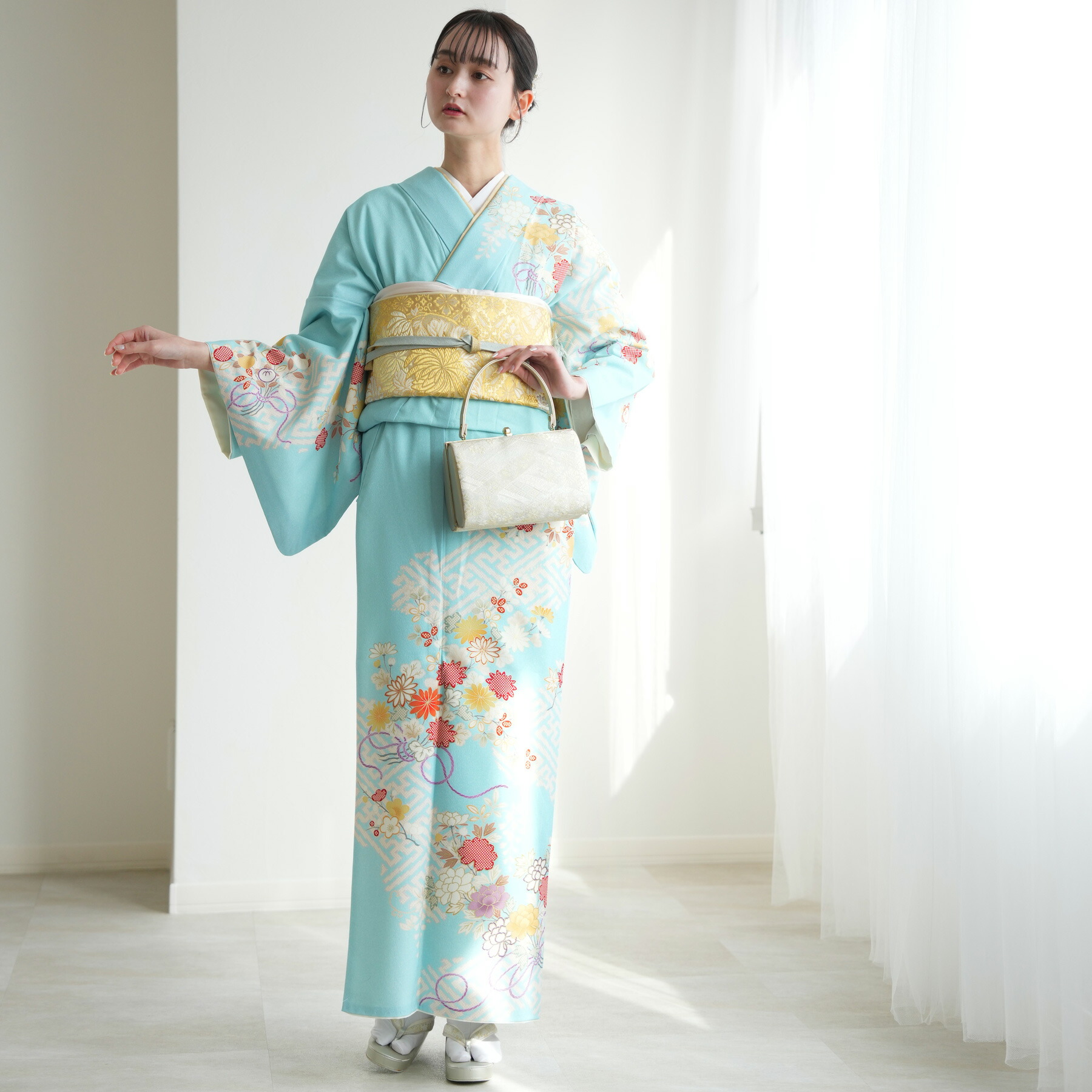 楽天市場】【レンタル】【訪問着 20点フルセット 水色と瑠璃色ぼかしに