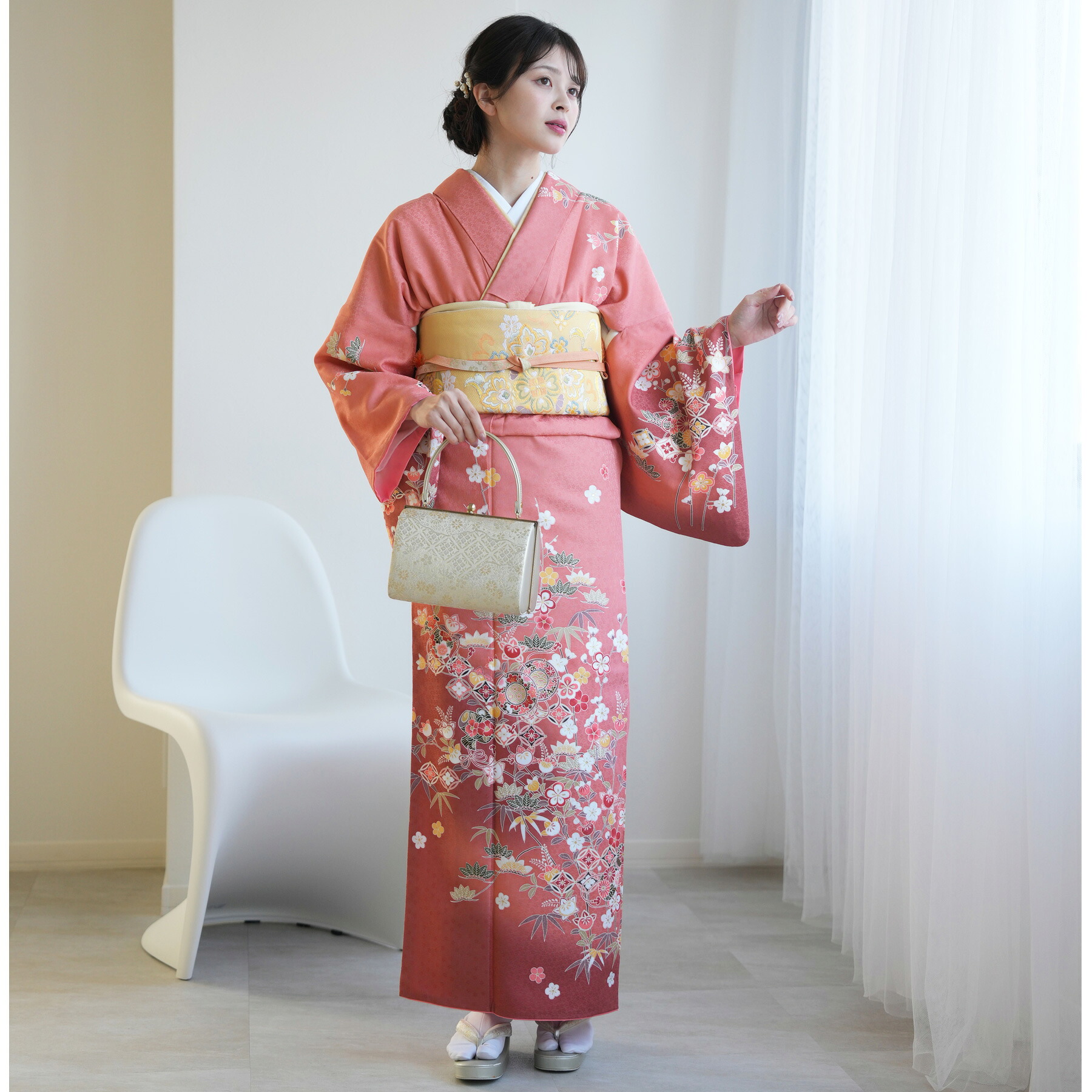 【レンタル 訪問着20点セット コーラルピンクにはんなり金彩の古典柄】 訪問着 結婚式 卒業式 お茶会 食事会 入学式 お仕立て上がり お出かけ着 フォーマル お宮参り 七五三 観劇 お母さん 袋帯 フルセット レトロ 大正浪漫 古典 往復送料無料