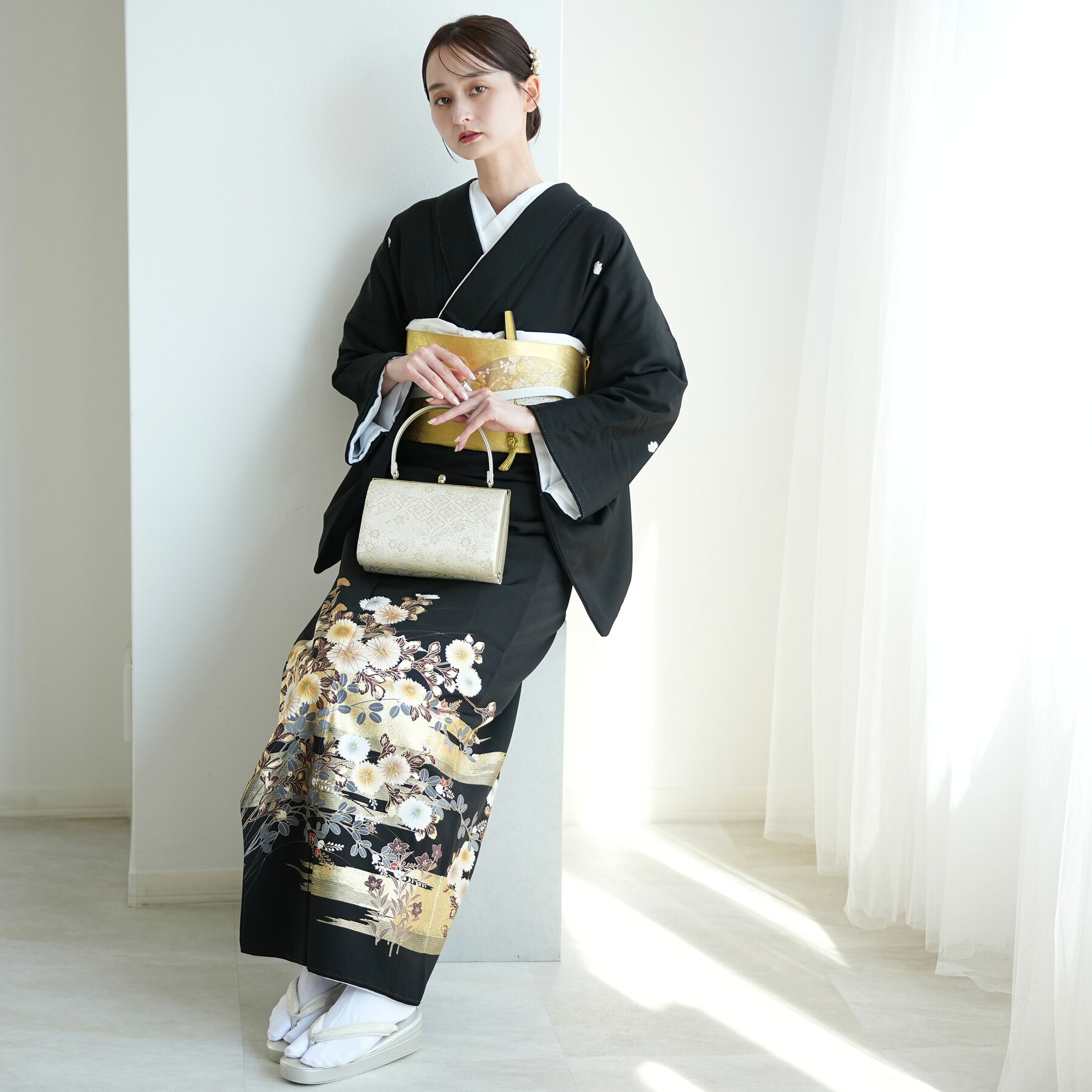 【レンタル】黒留袖レンタル フルセット 高級 正絹 結婚式着物 留袖 黒留袖 おすすめ お宮参り 母親 留袖レンタル レンタル着物 セット レンタル留袖 黒留め袖 貸衣装 レンタル衣装 着物セット 菊 萩 松 古典