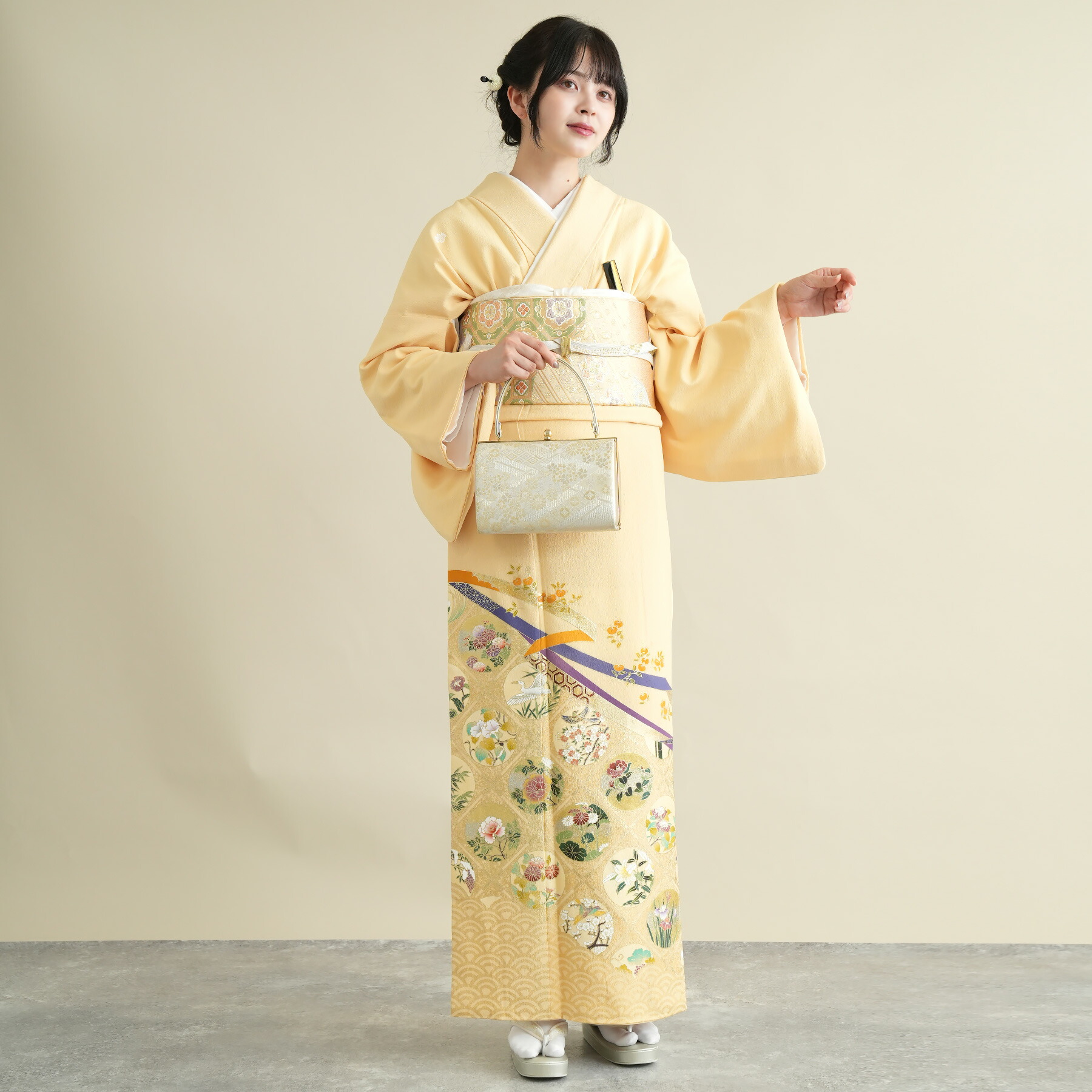 【レンタル】色留袖レンタル フルセット 結婚式着物 留袖 色留袖 おすすめ お宮参り 母親 留袖レンタル レンタル着物 セット レンタル留袖 色留め袖 貸衣装 レンタル衣装 着物セット 黄色 牡丹 百合 菊 椿 梅 金 五つ紋