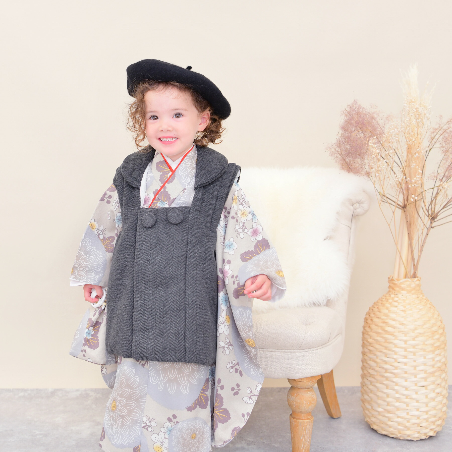 七五三　着物　おしゃれ　3歳　セット　被布　ひよこ商店　かわいい　草履足袋着物 レンタル】七五三 3歳 着物 ひよこ商店 女の子 被布セット 子供