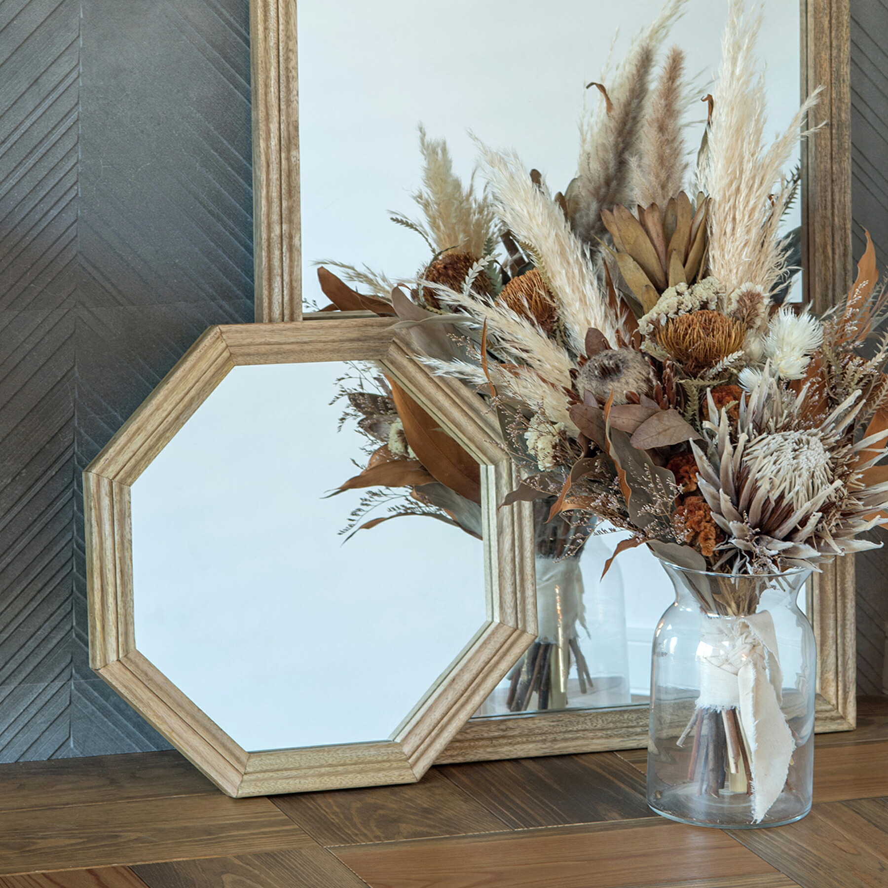 楽天市場】ミラー 鏡 八角形 おしゃれ 大型 玄関 古木 木製 無垢 風水