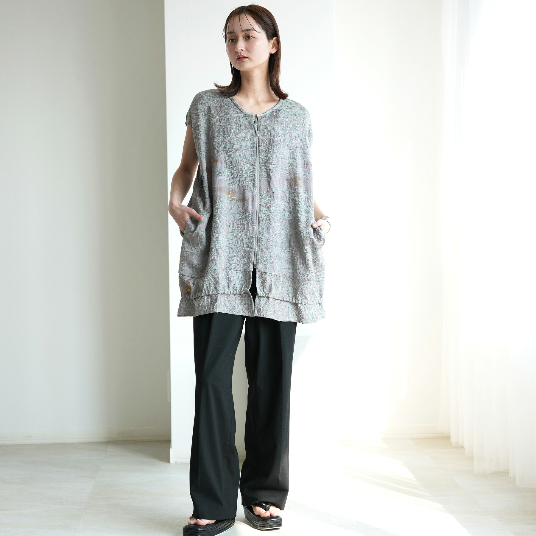 【maison utatane｜No.BS02｜藤霞の絞り】一点物｜正絹｜日本製｜ニコアンティーク