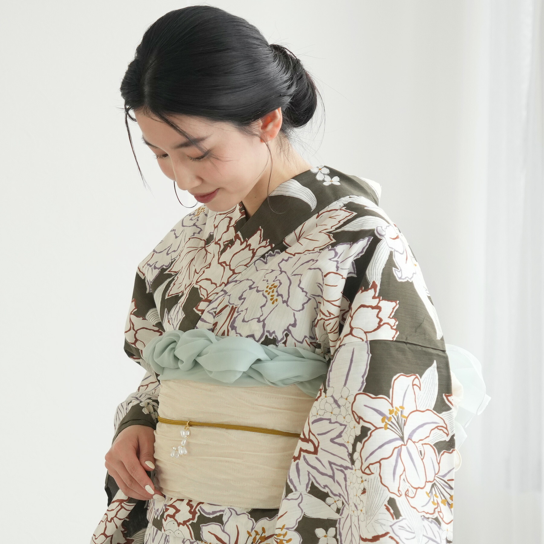 楽天市場】浴衣3点セット（浴衣/帯/下駄） utatane フリーサイズ（身長