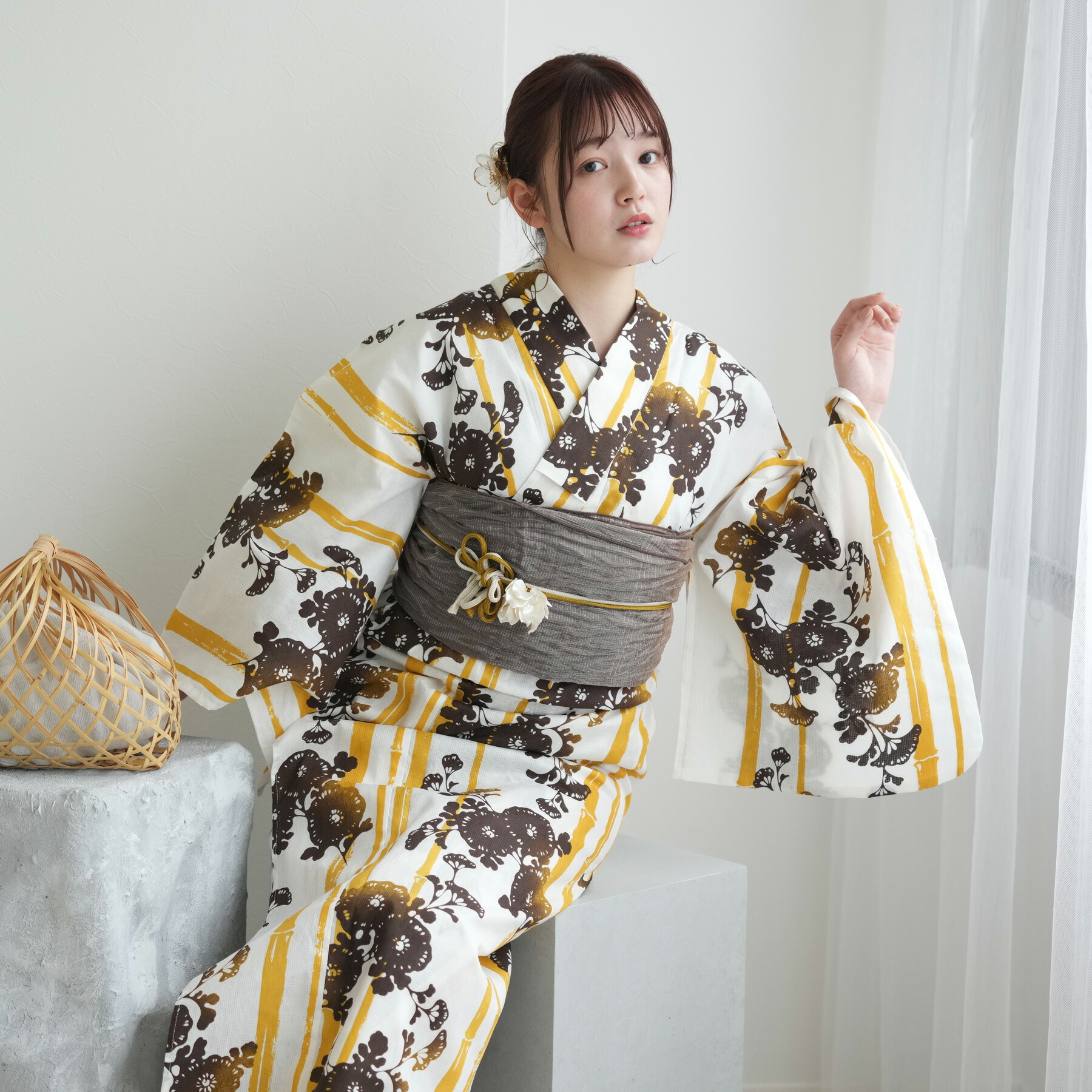 楽天市場】【utatane 高級変わり織 浴衣3点セット うぐいす色に