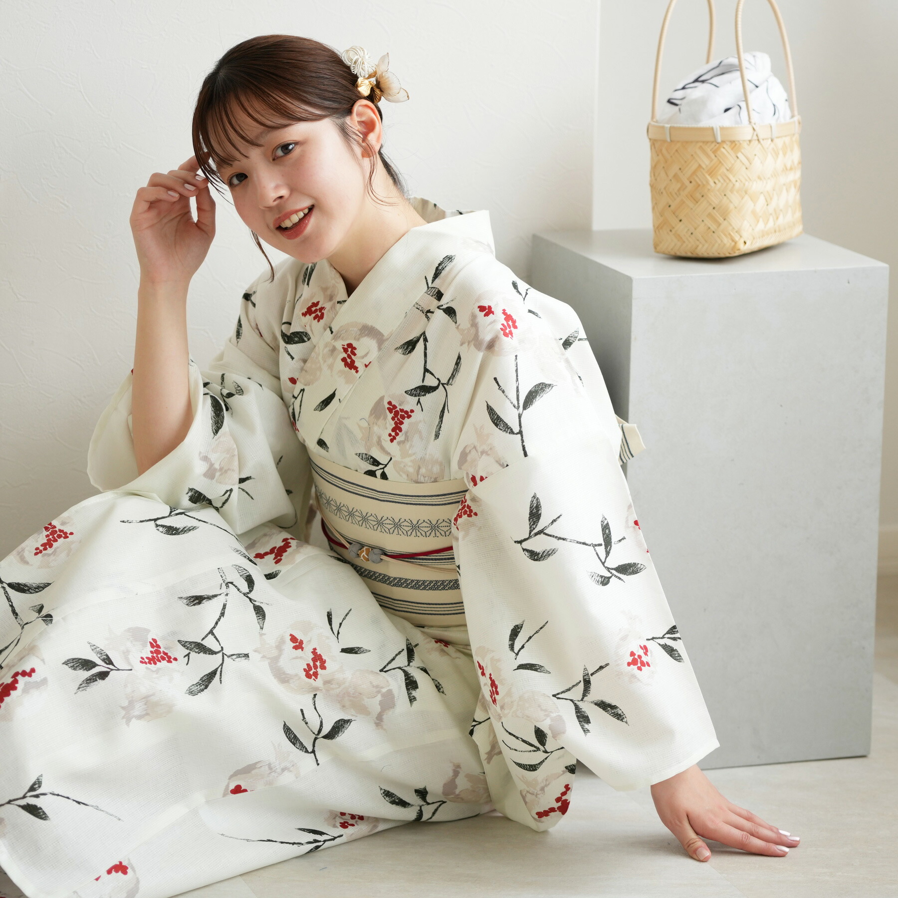 楽天市場】浴衣3点セット（浴衣/帯/下駄） utatane フリーサイズ（身長