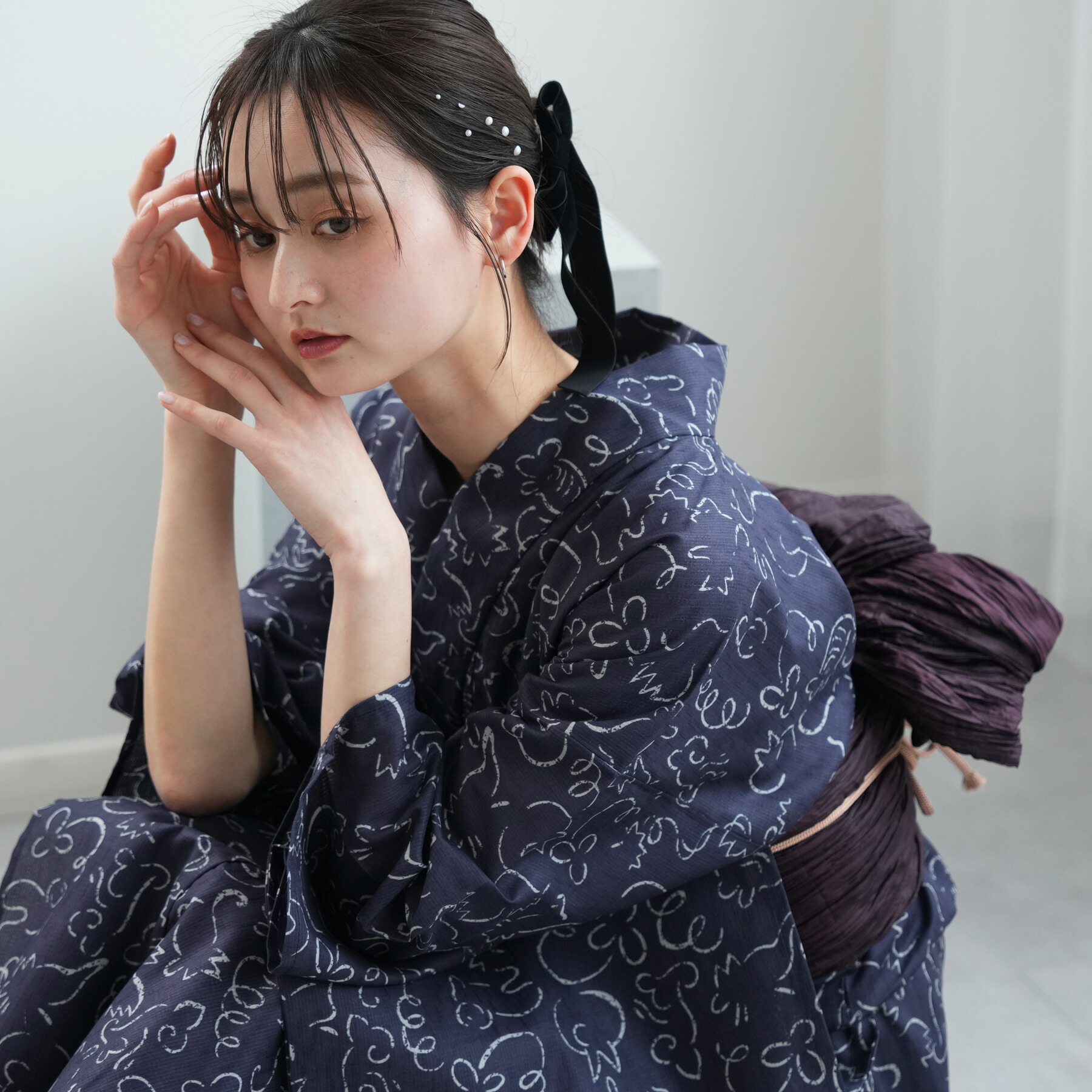 楽天市場】【ニコアンティーク 高級変わり織 浴衣3点セット 古代紫の菊