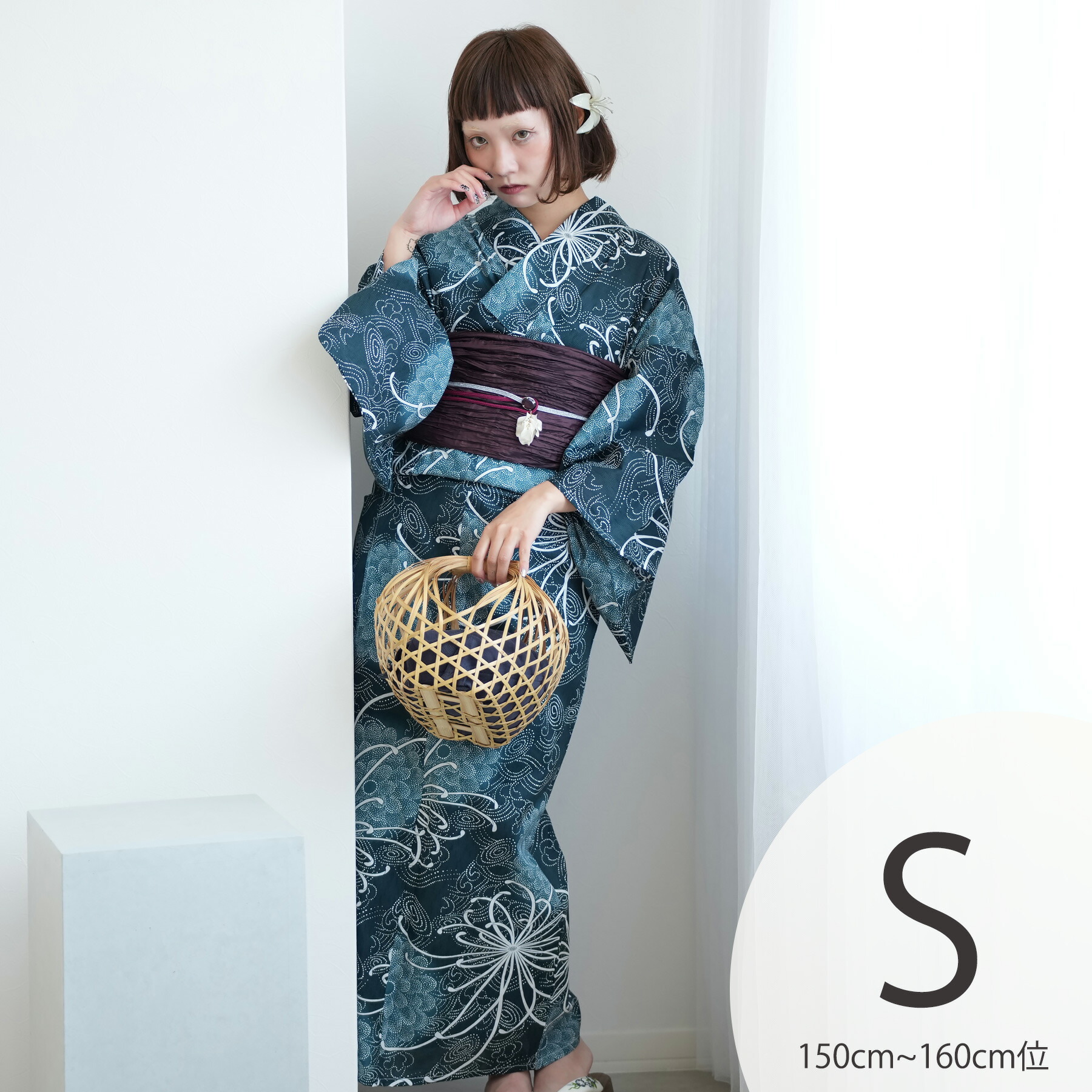 楽天市場】【ニコアンティーク 高級変わり織 浴衣3点セット 紺地に