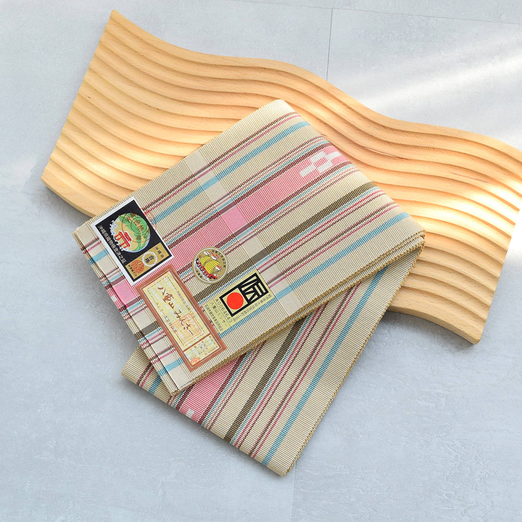 【八重山みんさー ミンサー半幅帯 単品 草木染　ベージュ　ピンク　ブラウン　ブルー】手織り 沖縄県指定伝統工芸品 石垣島 ミンサー織り 絣　八重山 琉球 半巾帯 単衣帯 浴衣 ゆかた 夏着物 木綿 年中使える