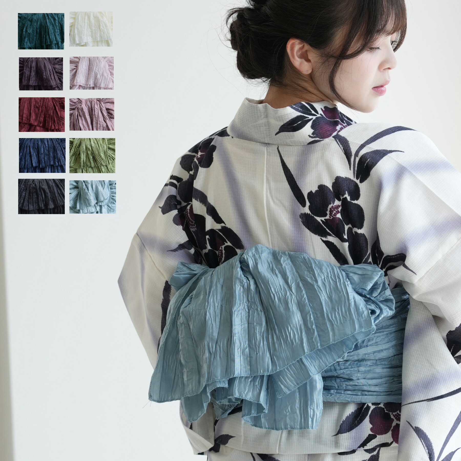 【新品未開封品】GRL 浴衣（帯、作り帯、下駄、皺加工兵児帯）5点セット 新品未開封 グレイル GRL 浴衣しわ加工兵児帯 浴衣 飾り帯