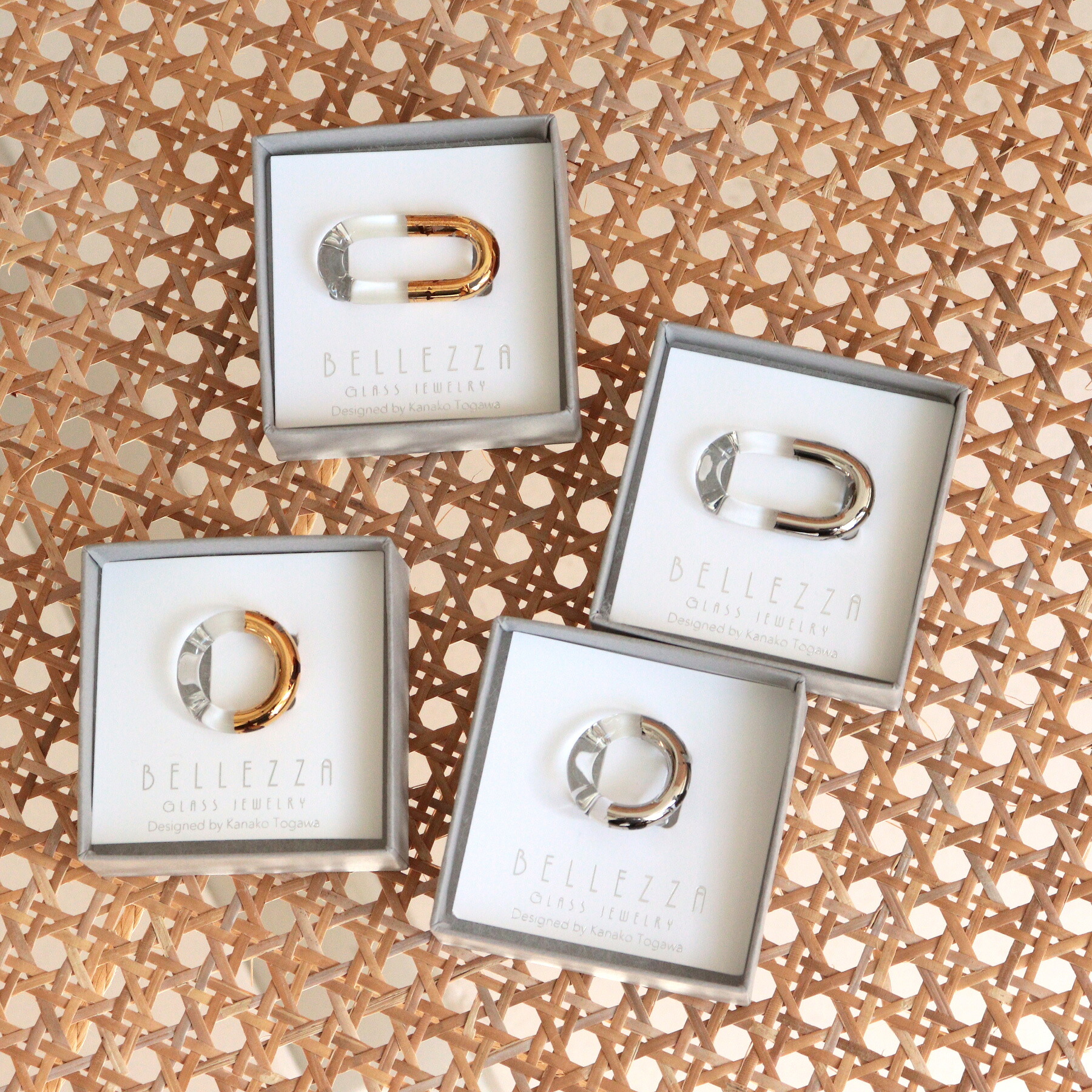 帯留め 浴衣 夏着物 ガラス BELLEZZA Glass Jewelry フリーサイズ 帯留め 日本製 メタリック クリア系 女性 ladies ゴールド シルバー リング オーバル バイカラー箔 金彩 プラチナ彩 三分紐 着物 カジュアル お食事会