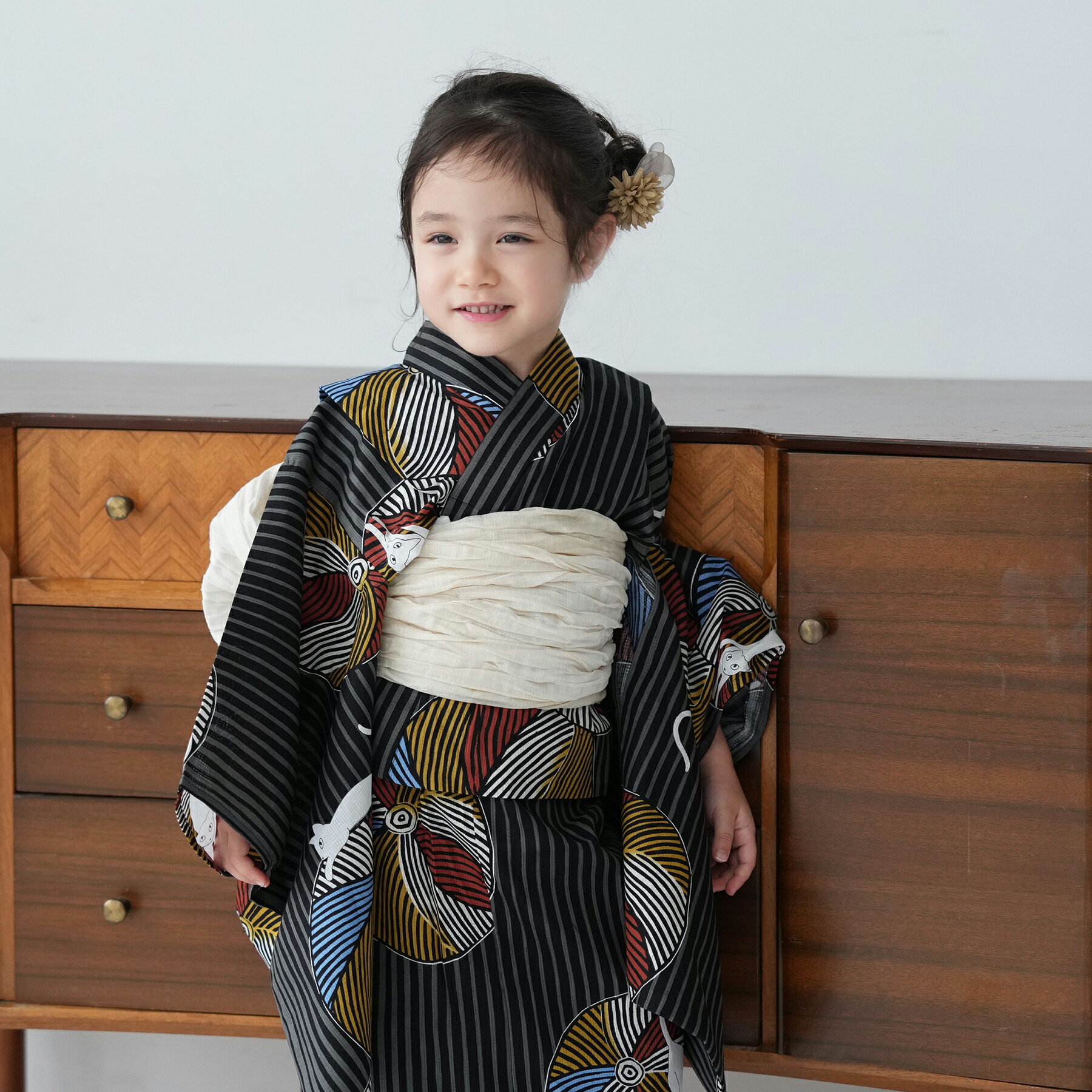 楽天市場】【ニコアンティーク kids 高級変わり織 子供浴衣3点