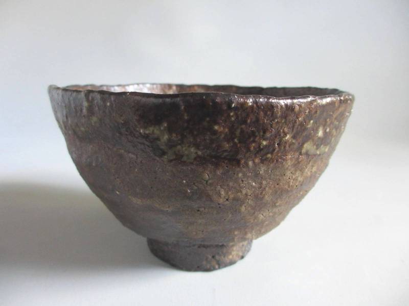 茶碗■浜田純理黒渋井戸茶碗(共箱)