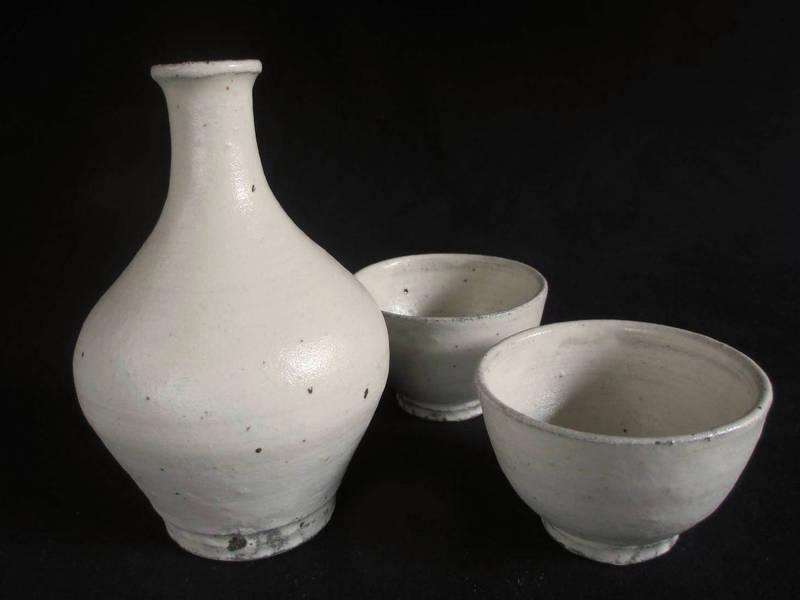 酒器 加藤仁志作 粉引 徳利 ぐい呑み 酒器セット （貼り箱入） 【和食器】【ギフト】｜織部の器／千瓢