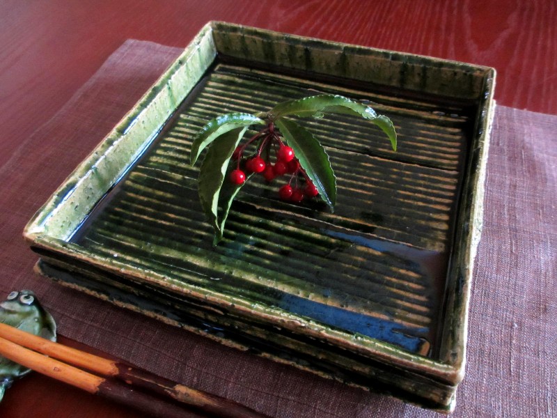 織部焼　角鉢　菓子鉢　時代物 織部角鉢 文化遺産オンライン