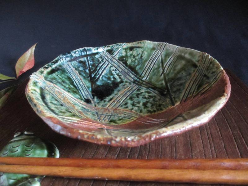楽天市場】鉢□ 陶芸作家 佐藤和次作 織部千鳥絵七寸浅鉢 ギフト