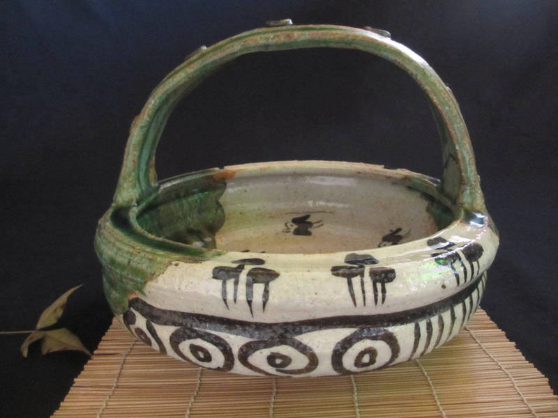 佐藤勝彦 陶器【生命壽福】大型鉢 大皿 花鳥 直径51cm 良品 真作