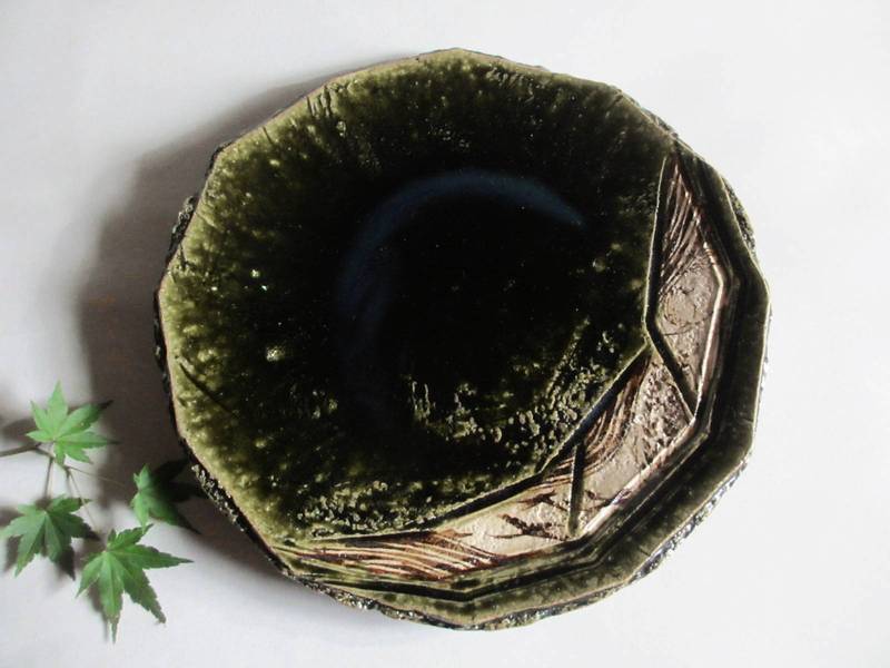 大皿 ■ 棚橋淳作 織部 十二角尺皿　ギフト　和食器