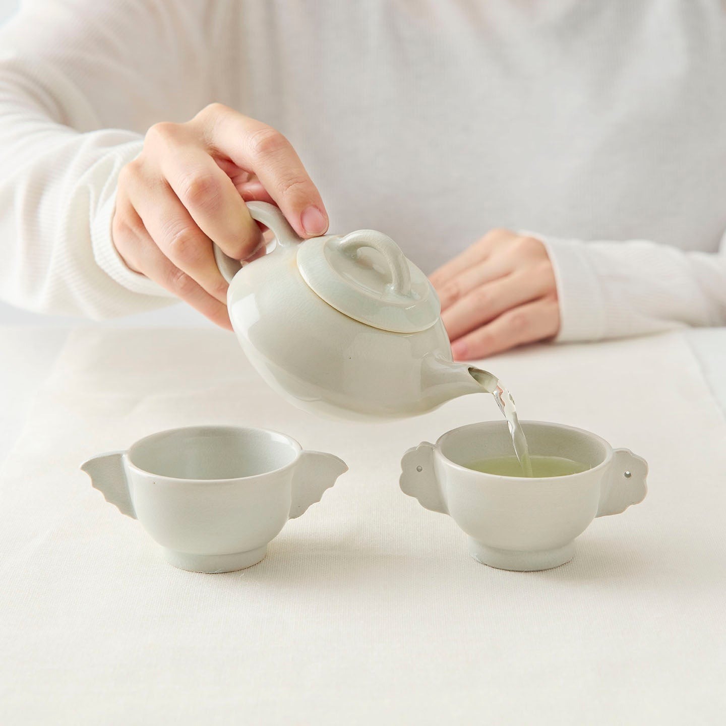 北井里佳 高陵土茶壺 平 150ml ポット 急須 李朝 煎茶 緑茶 中国茶珈琲 紅茶の葉 草本紅茶 白いこと 瀬戸もの 大阪府 南河内郡 千早赤阪村 焼き物 差し上げ物 差し上げ物【LINE加えることでクーポン券☆】