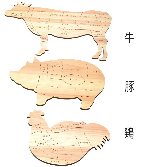 【送料無料：北海道・沖縄・離島は別途送料＋660円】 用美 ひのき ミートプレート 文字入 (牛 31173・豚 31174・鶏 31175 )