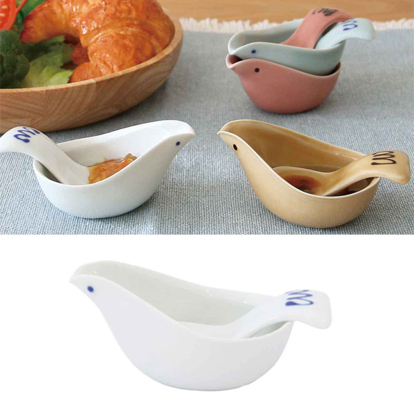 楽天市場】波佐見焼 ことり ソースポット&スプーン 【 ソース入れ