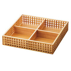 【送料無料：北海道・沖縄・離島は別途送料＋660円】 用美　新・細目格子盛器　四ツ切　27584