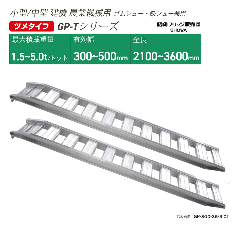 【マラソン期間2%OFFクーポン8日11時まで】アルミブリッジ ツメフックタイプ ゴムシュー・鉄シュー兼用 小型・中型建機 農業機械用 GP-Tシリーズ 昭和ブリッジ