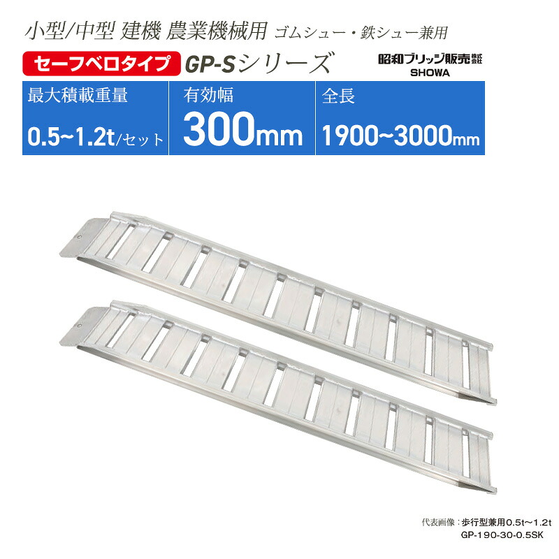 【マラソン期間2%OFFcoupon24日11時まで】アルミブリッジ ベロタイプ ゴムシュー・鉄シュー兼用 小型・中型建機 農業機械用 GP-Sシリーズ 昭和ブリッジ|仙台銘板@店