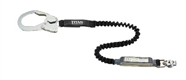 【新規格対応】ランヤード TITAN EXJ 伸縮ストラップ式 タイプ1ランヤード(シングル)ブラック ブラック HL-EB 墜落制止用器具 サンコー