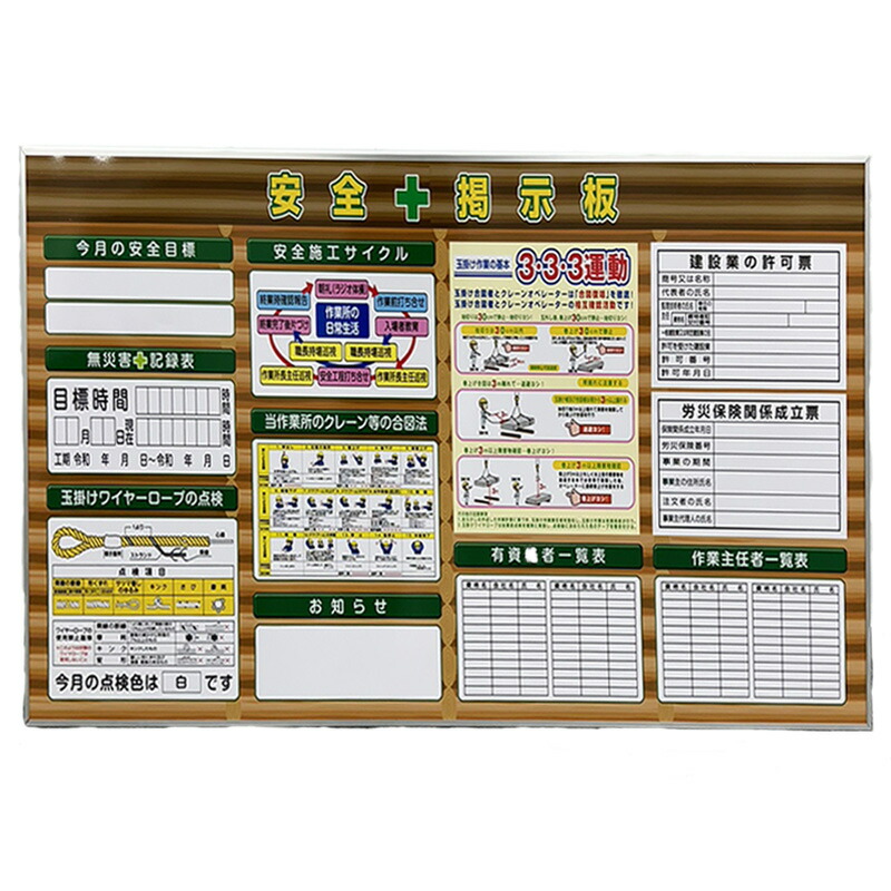 【マラソン期間2%OFFクーポン8日11時まで】安全掲示板 W1820mm×H910mm アルミ複合板 軽量システムボード 工事現場 安全標示