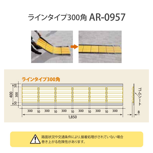 新品 300角ライン 誘導 点字シート バリフリー ARAO 折畳み式 点字ブロック 点字マット AR-0957 仮設工事 駅 仙台銘板 アラオ その他