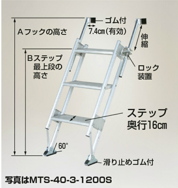 【百貨店SALE5％OFFcoupon9日11時まで】マルチステッパ 多役立つこと上がり段（踏み段大きさ：幅40×奥ふかさ16珊・引っ掛かり幅7.4珊）３段手合い MTS-40-3-1200S 造園 園芸 掛けはしご ハシゴ 掛けはしご HARAX ハラックス