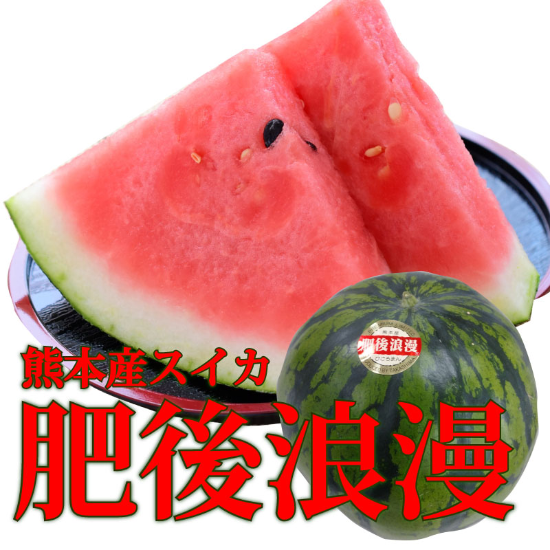 熊本産スイカ　肥後浪漫スイカ1玉（2L・3Lサイズ）(1玉約6～8kg)【熊本】【スイカ】【訳有り】【送料無料】【ご家庭用】