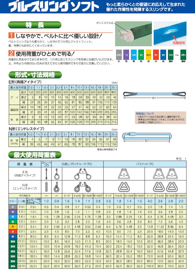 うのにもお得な テザック スリングベルト 5m 500cm ブルースリング