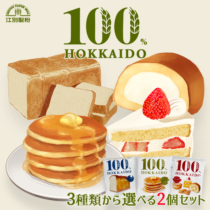 100 Hokkaido 3種類から選べる2個セット パンケーキミックス450g 菓子用粉500g パン用粉500g 送料無料 江別製粉 北海道産小麦 北海道 大人気 お土産 ギフト プレゼント小麦粉 ホットケーキ パンケーキ パン作り用粉 スポンジケーキ クッキー 第1位獲得