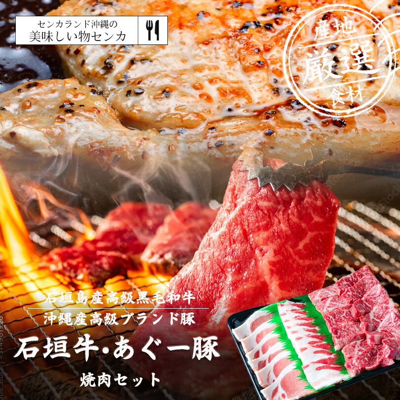 石垣牛・あぐー豚 焼肉セット 【贈答用化粧箱入り】 送料無料 沖縄県産和牛 沖縄県在来豚 黒毛和牛 お取り寄せグルメ 御歳暮 お中元 ギフト プレゼント 国産 贈り物 産地直送