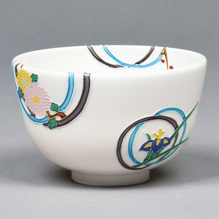 20%OFF 茶道具 抹茶茶碗（まっちゃちゃわん） 茶碗 交趾 輪違草花 中村 翠嵐 作