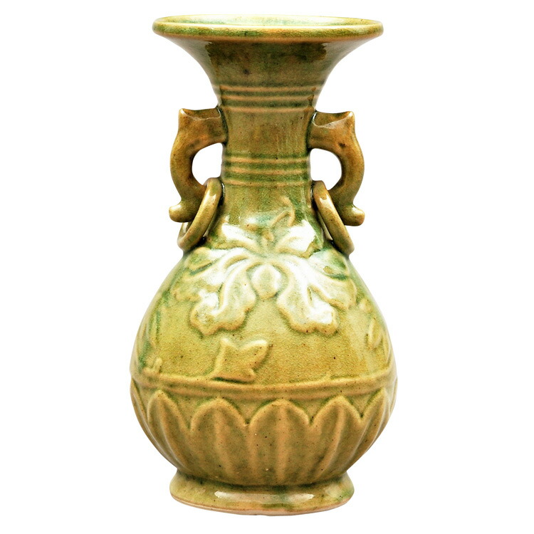 茶道具 古物品 花入 青磁 浮き牡丹 春暁 木箱入 茶道具 古物品 花入 青磁 浮き牡丹 春暁 木箱入