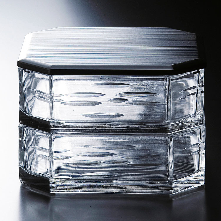 楽天市場】茶道具 菓子器二段重（引重） 義山（ガラス）南 元比古作