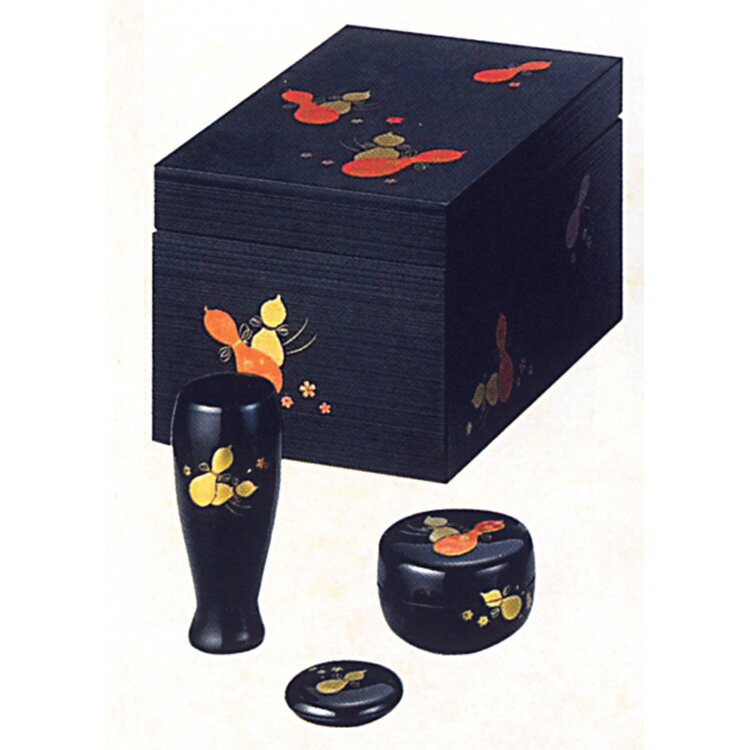 茶道具 利休茶箱 瓢 (黒) (三点セット付) 宗悦 (茶道具 通販 )