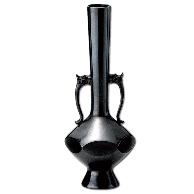 宮永東山 青磁 鳳凰耳 花入 共箱 耳付花入 茶道具 【k3437】 宮永東山 青磁 鳳凰耳 花入 共箱 耳付花入 茶道具 【k3437】の